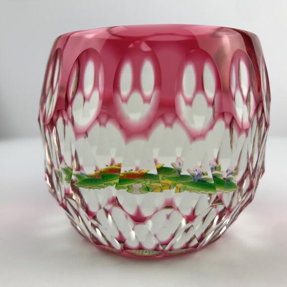 Perthshire 1994G Overlay Bouquet Lampwork Flower Geometric Faceting Paperweight - Picture 5 of 16